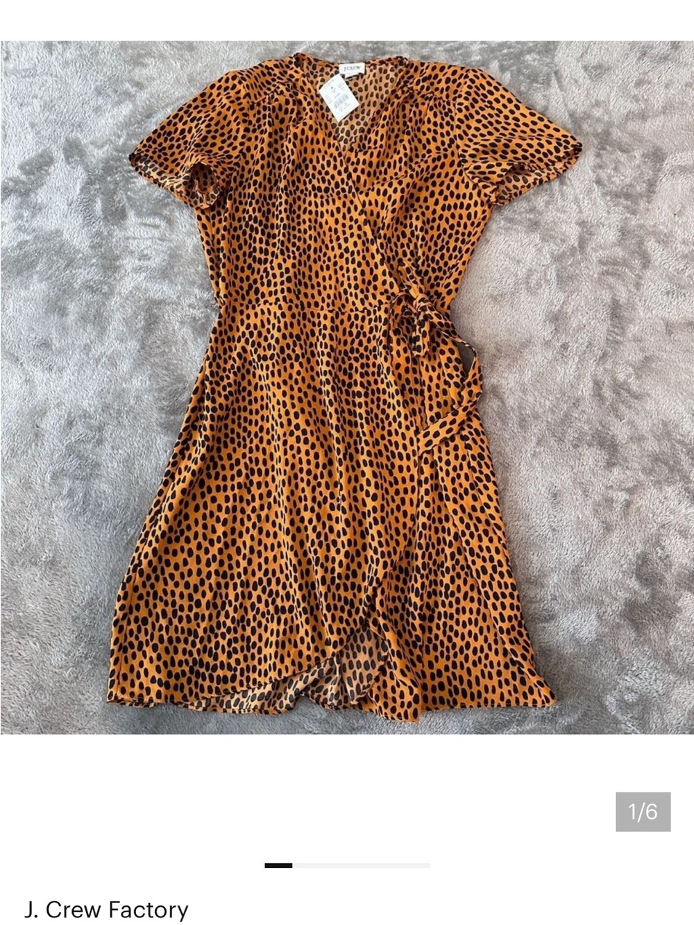 J. Crew Factory Orange and Black Animal Print Wrap Dress